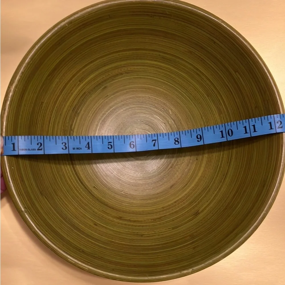 Pottery Barn 12” Bamboo Bowl Green